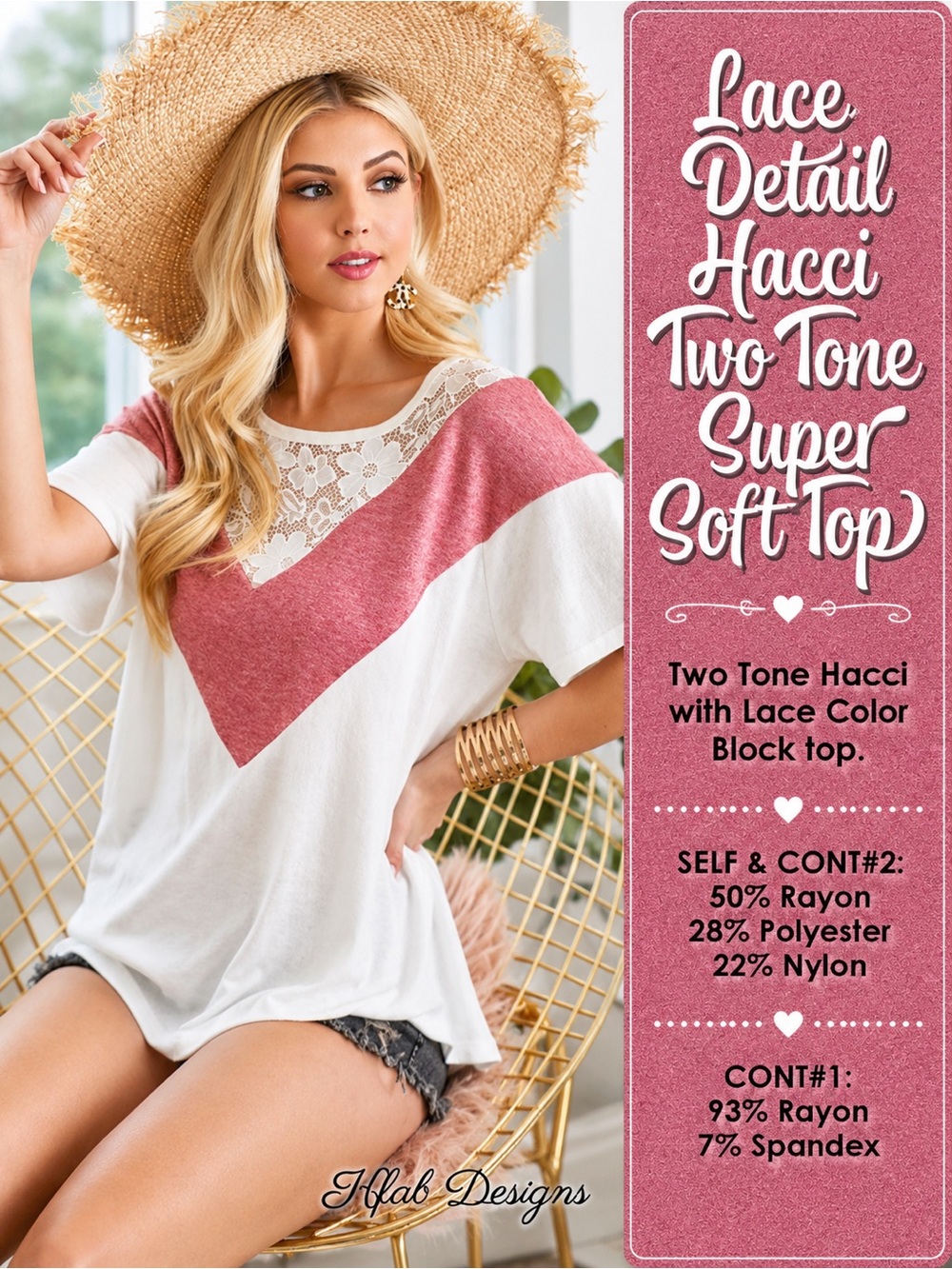 Lace Detail Hacci Two Tone Super Soft Top NEW